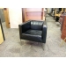 Ikea Klappsta Black Leather Arm Chair with Chrome Base